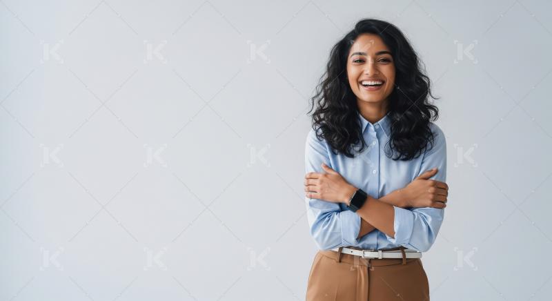Young beautiful indian corporate woman smiling