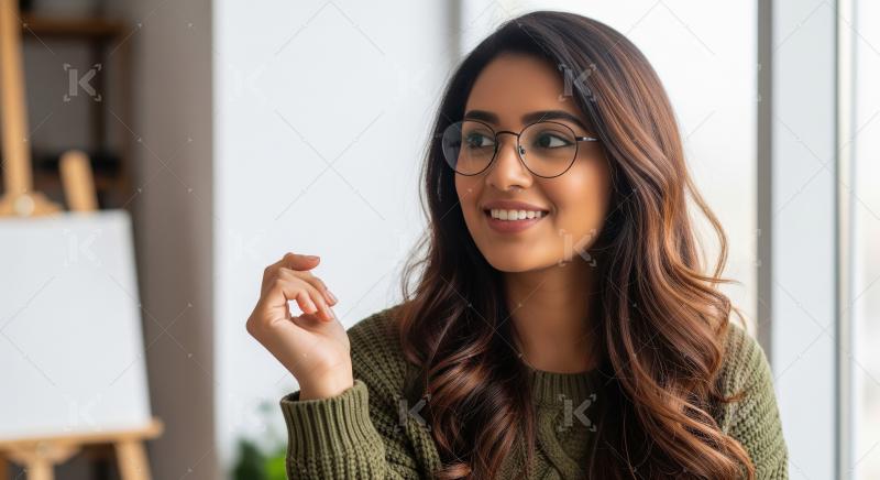 Young beautiful indian woman standing confidently