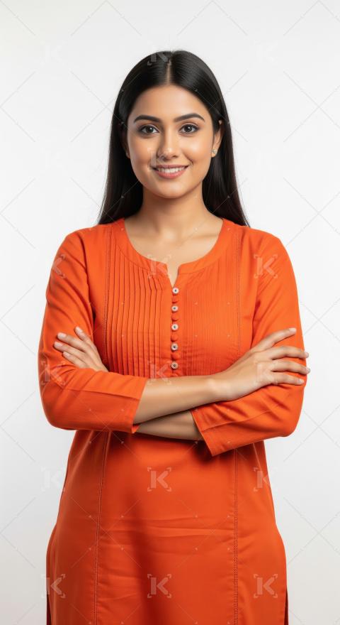 Young beautiful indian woman standing confidently