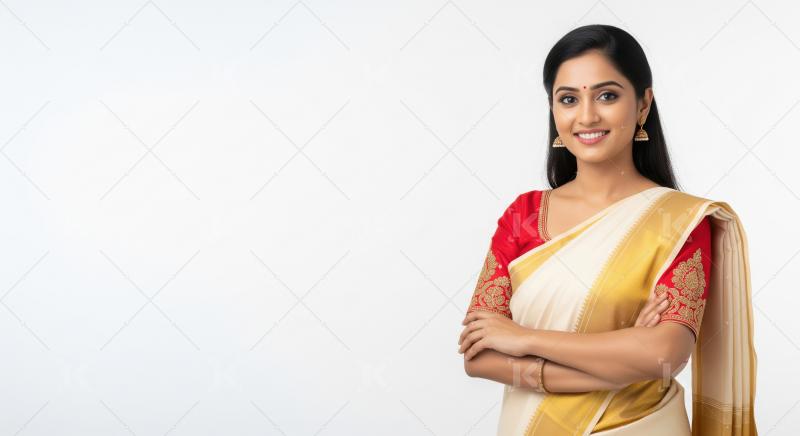 Young beautiful indian woman in traditional saree