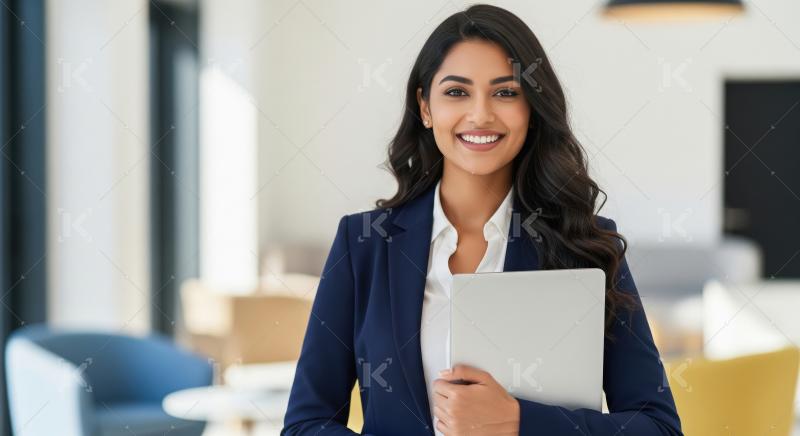Young corporate woman standing confidently