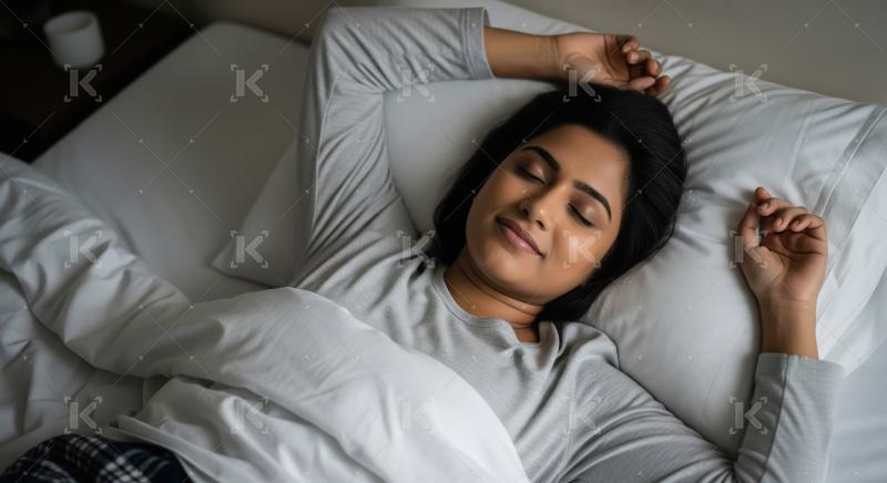 Young indian woman sleeping on bed