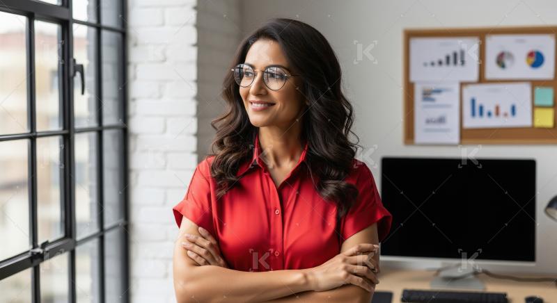 Young corporate woman standing confidently