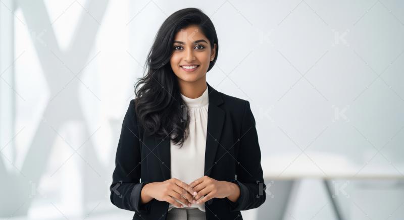 Young corporate woman standing confidently