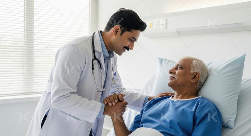 Doctor Comforts Elderly Patient, Offering Reassurance and Suppor