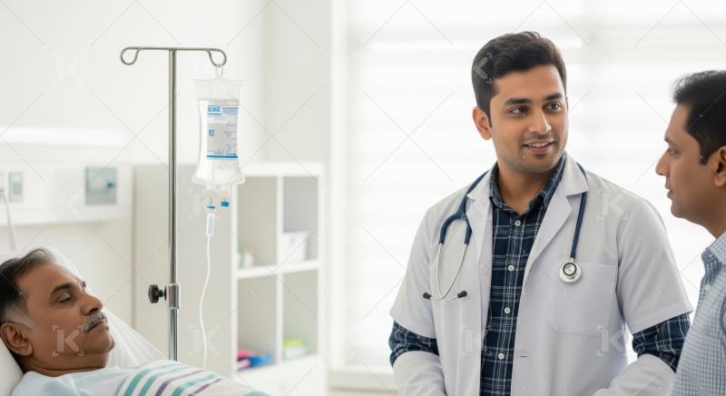 Doctor Consults with Patient's Family Member in Hospital Room