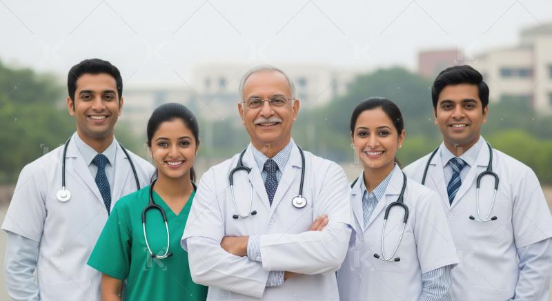 Indian Medical Team Smiling Outdoors