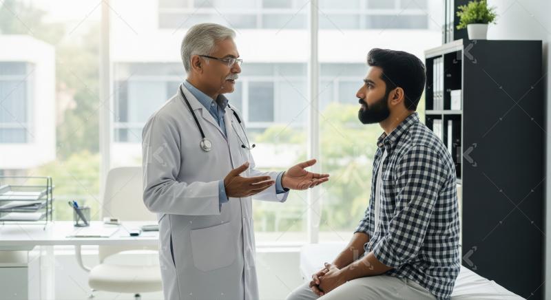 Doctor and Patient Discussing Health Concerns in Clinic