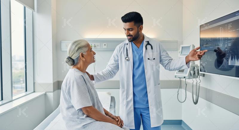 Caring Doctor Explains Medical Results to Senior Patient