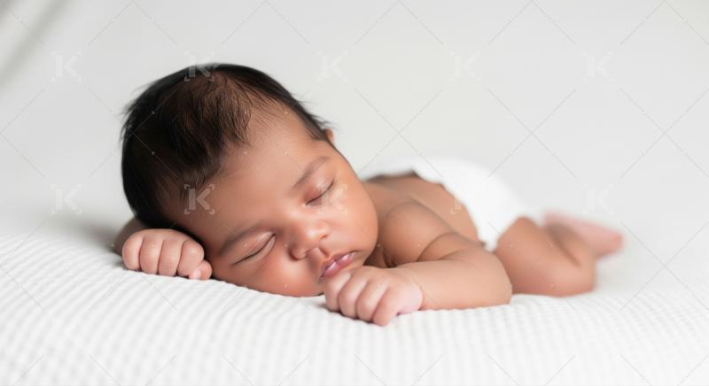 Peaceful Newborn Baby Sleeping Soundly on Soft White Blanket