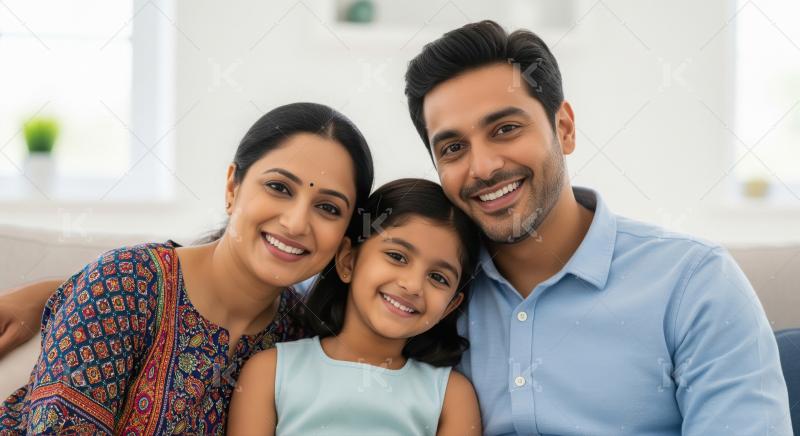 Happy Indian Family Smiling Together at Home