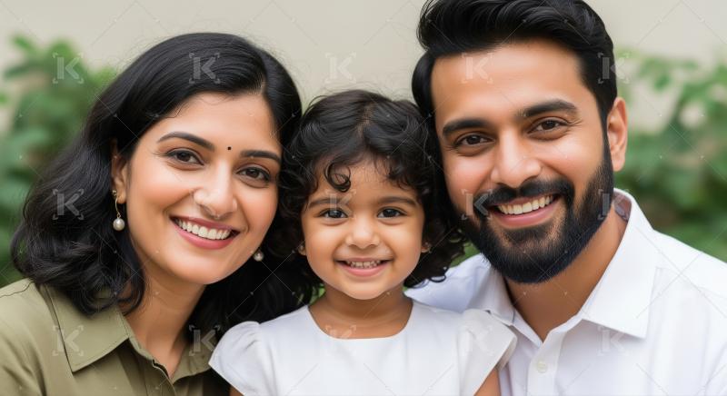 Happy Indian Family Smiling Together Outdoors