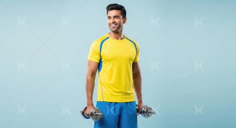 Smiling Fit Man Holding Dumbbells Ready for Workout