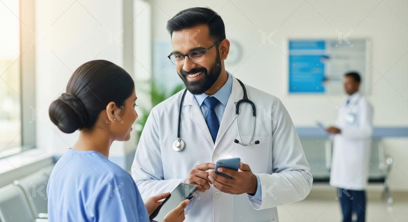 Doctor and Nurse Discussing Digital Health on Smartphones