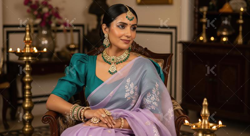 Elegant Indian woman in traditional attire adorned with exquisit