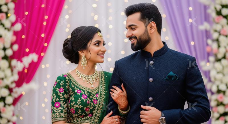 Elegant Indian Couple Celebrates Love and Togetherness Joyfully