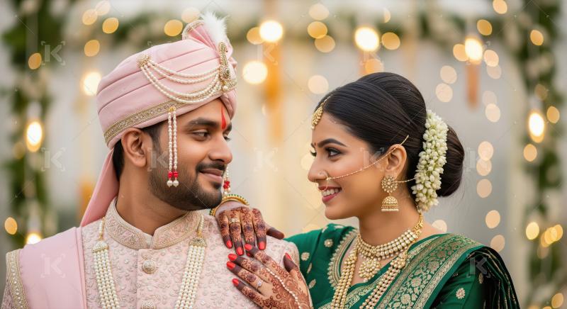 Radiant Indian Bride and Groom in Traditional Wedding Attire