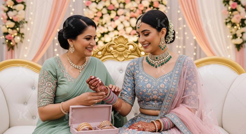 Joyful Indian Wedding Tradition: Mother Adorning Bride with Bang