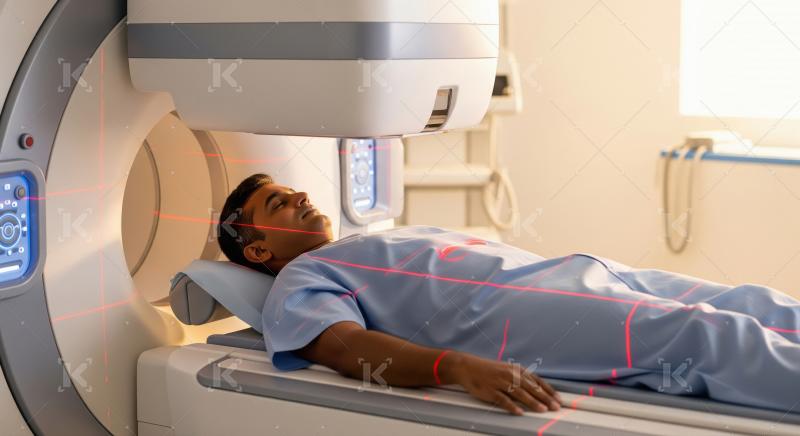Patient Undergoing Medical Scan with Advanced MRI/CT Technology