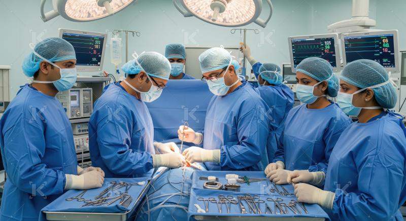 Dedicated Surgical Team Works in Operating Theatre with Advanced