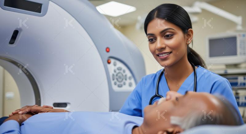 Compassionate Nurse Assisting Patient with Medical Scan
