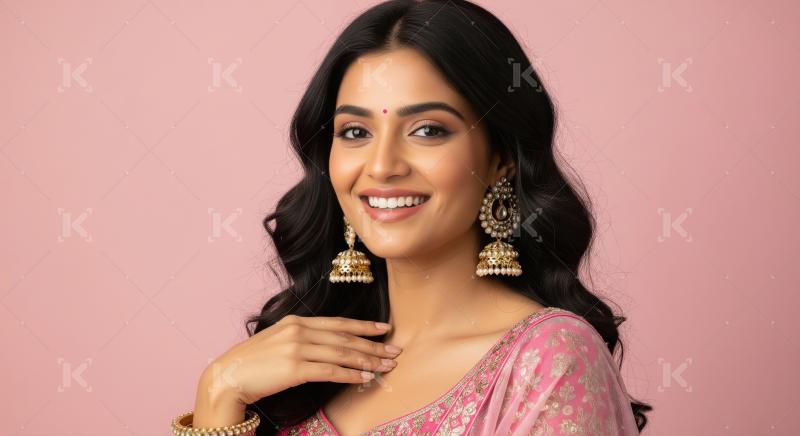 Smiling Indian woman showcasing traditional elegance and beauty