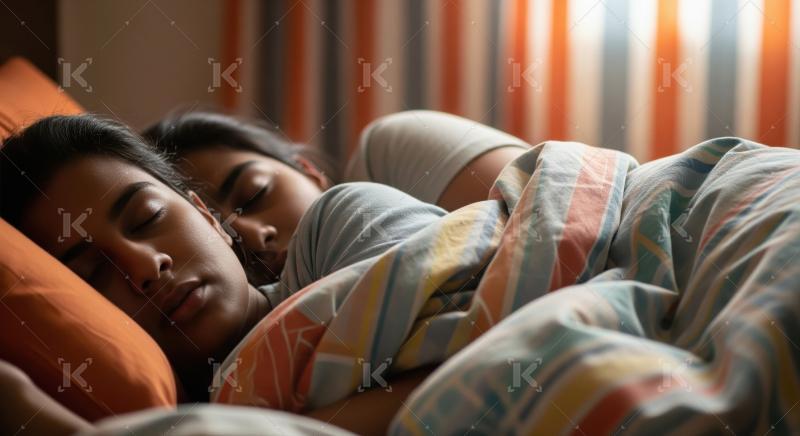 Peaceful morning sleep for two women in a comfortable bed