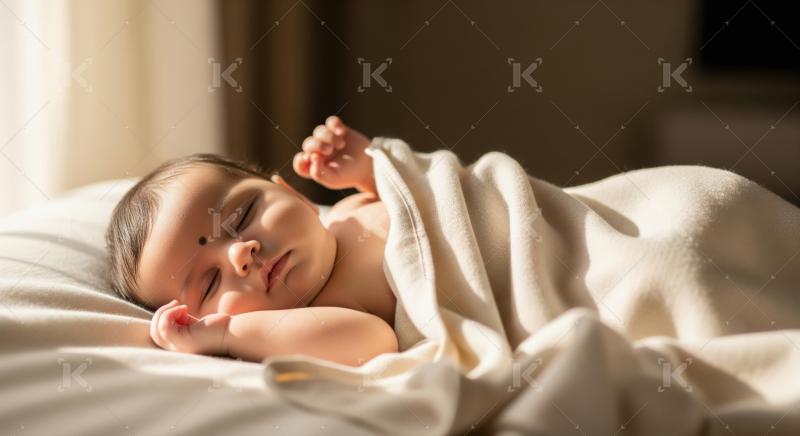 Peaceful Newborn Baby Sleeping Soundly in Warm Light