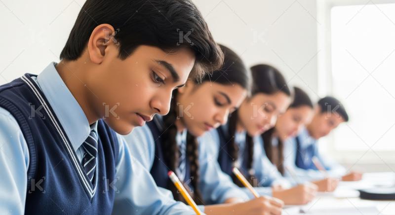Focused Indian Students Studying Diligently in a Classroom Setti