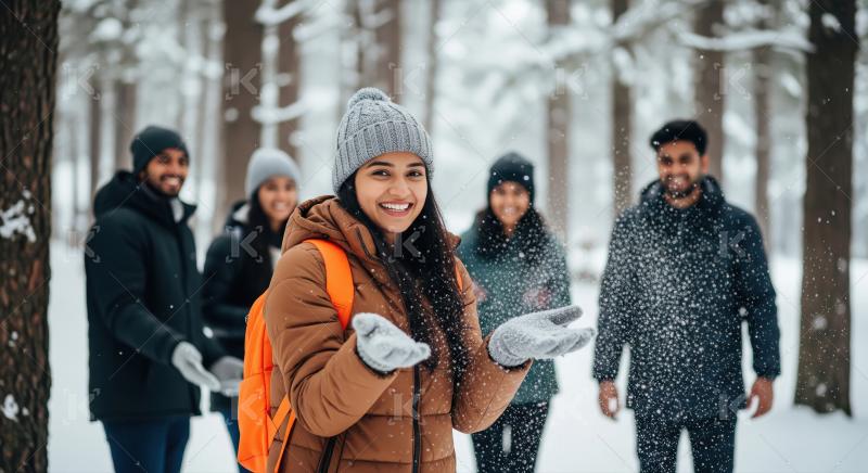 Cheerful group of indian friends enjoying a playful moment in a