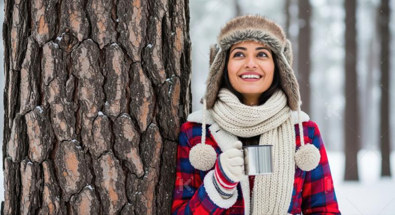 Featuring women enjoying the outdoors dressed warmly in hats sca