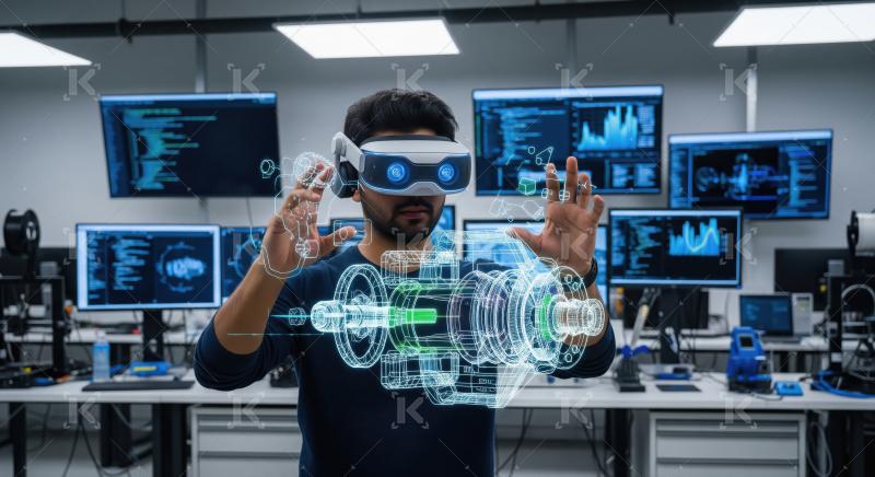Engineer Designs 3D Engine Model Using Virtual Reality Headset