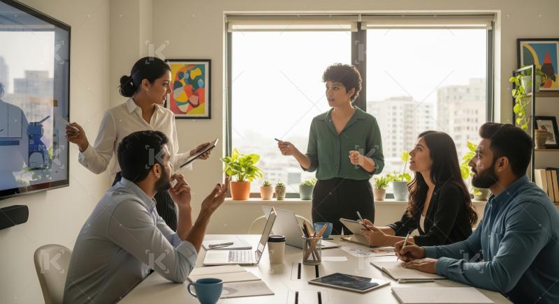 Diverse Business Team Collaborating in a Modern Office Meeting
