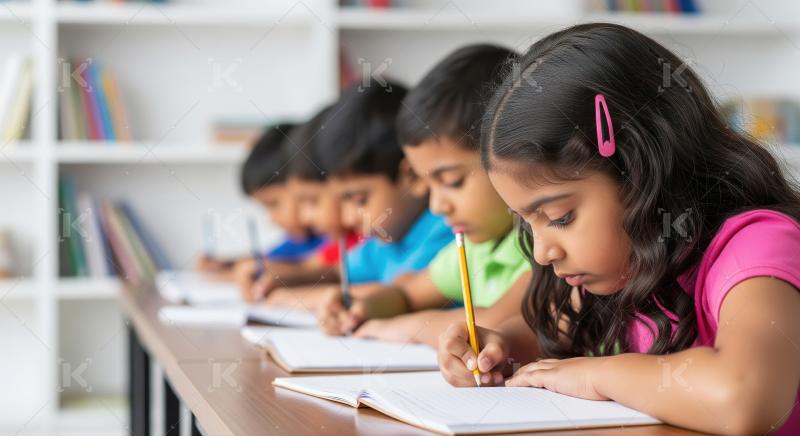 Young Students Focused on Learning in a Vibrant Classroom