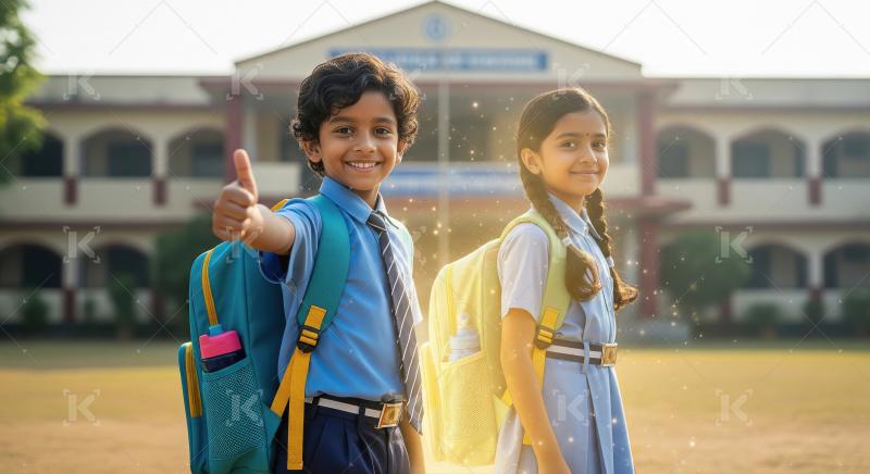 Happy Indian School Children Ready for New Beginnings