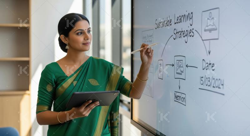 Professional Indian Woman Explains Sustainable Learning Strategi