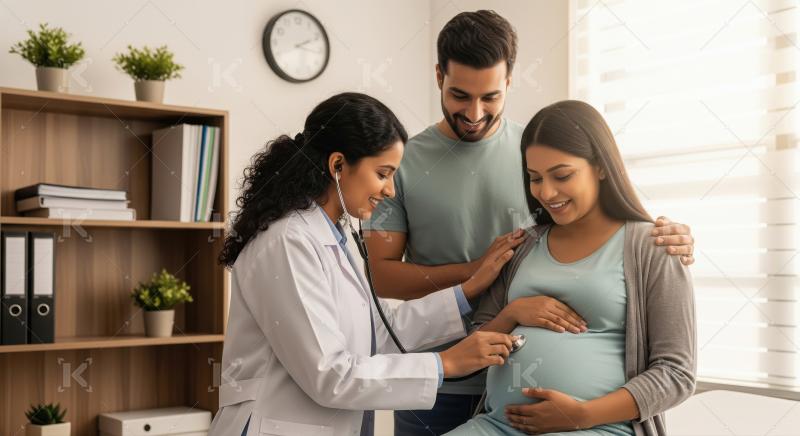 Joyful Couple's Prenatal Visit with a Female Doctor