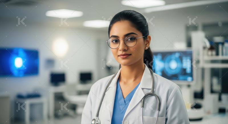 Confident Indian Doctor in Modern Hospital Environment
