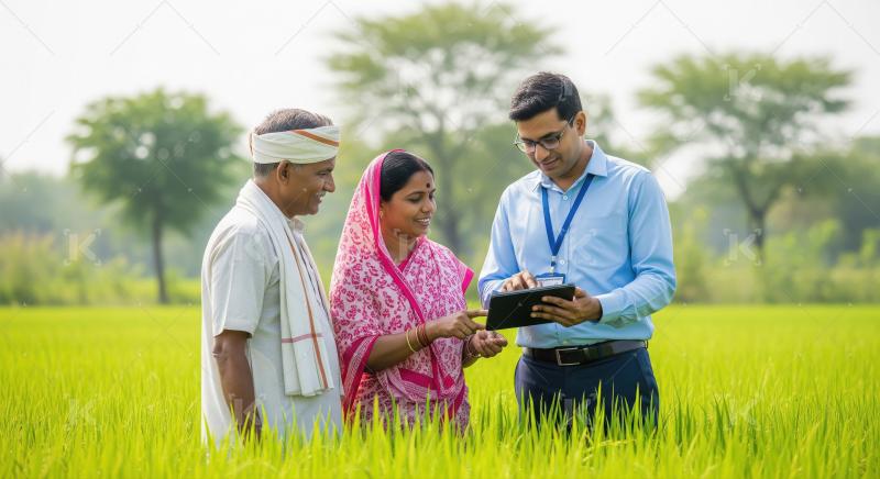Indian Farmer Couple Discusses Digital Agriculture Solutions wit