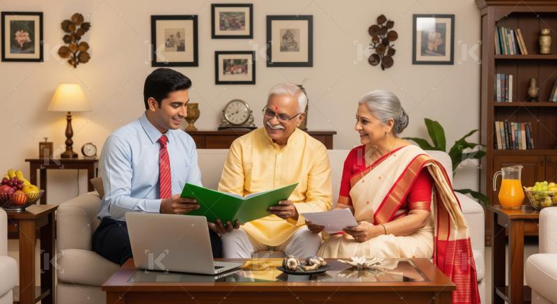 Young Financial Advisor Discussing Plans with Senior Indian Coup