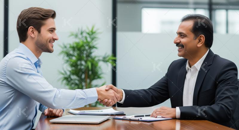 Diverse Professionals Concluding Business Deal with a Handshake