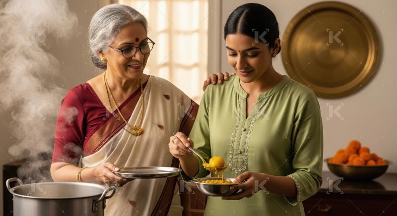 Indian women cooking traditional food, bonding over culinary tra