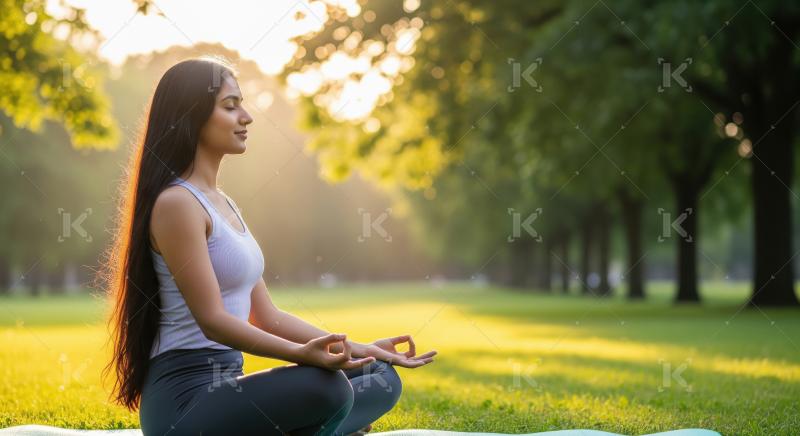 Young beautiful indian woman doing yoga at park