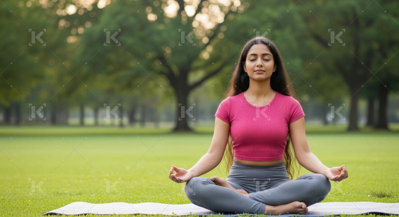 Young beautiful indian woman doing yoga at park