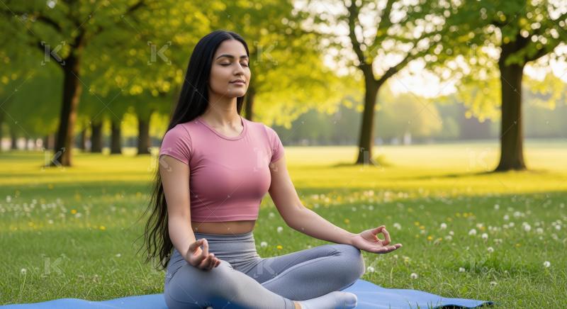 Young beautiful indian woman doing yoga at park