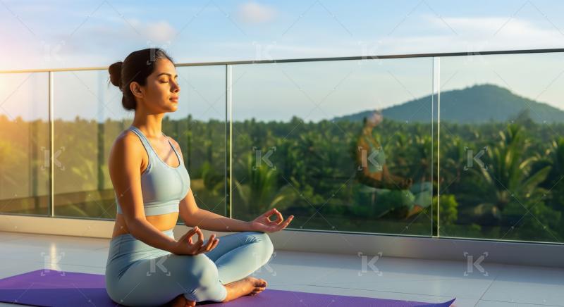 Young beautiful indian woman doing yoga at park