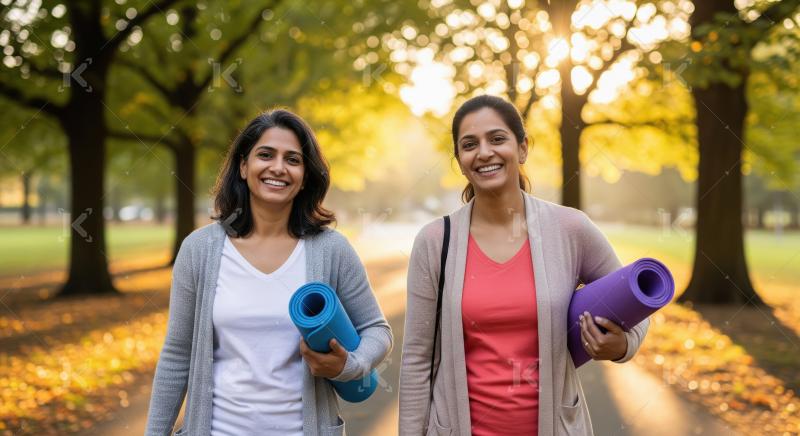 Two happy indian woman walking together at park