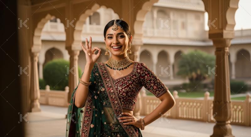 Young beautiful indian woman in lehenga choli