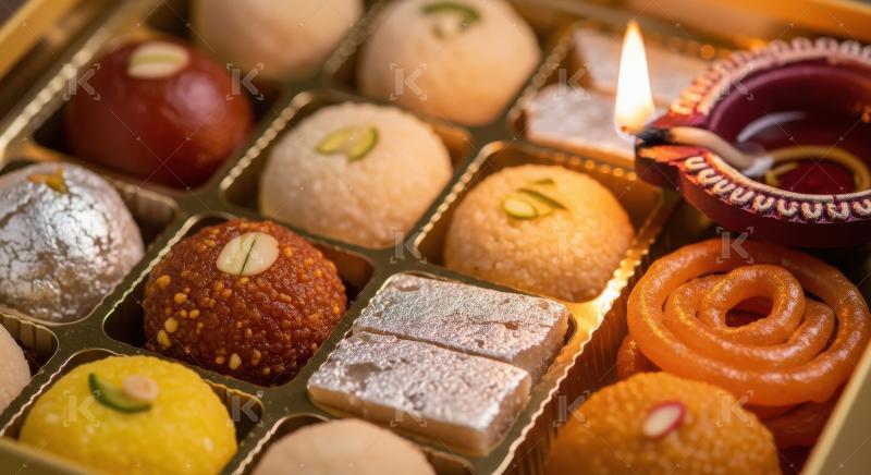 Close up of sweets for diwali festival