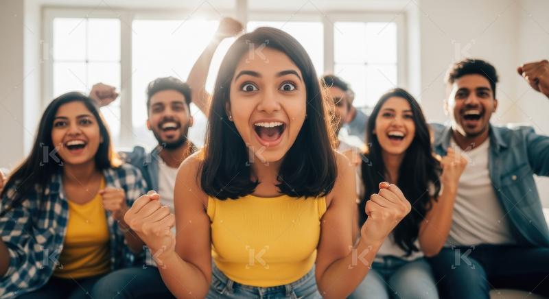 Young indian friends taking selfie together at home
